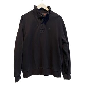 Izod Mens 1/4 Snap Pullover Long Sleeve Black Sweatshirt size large‎ cotton